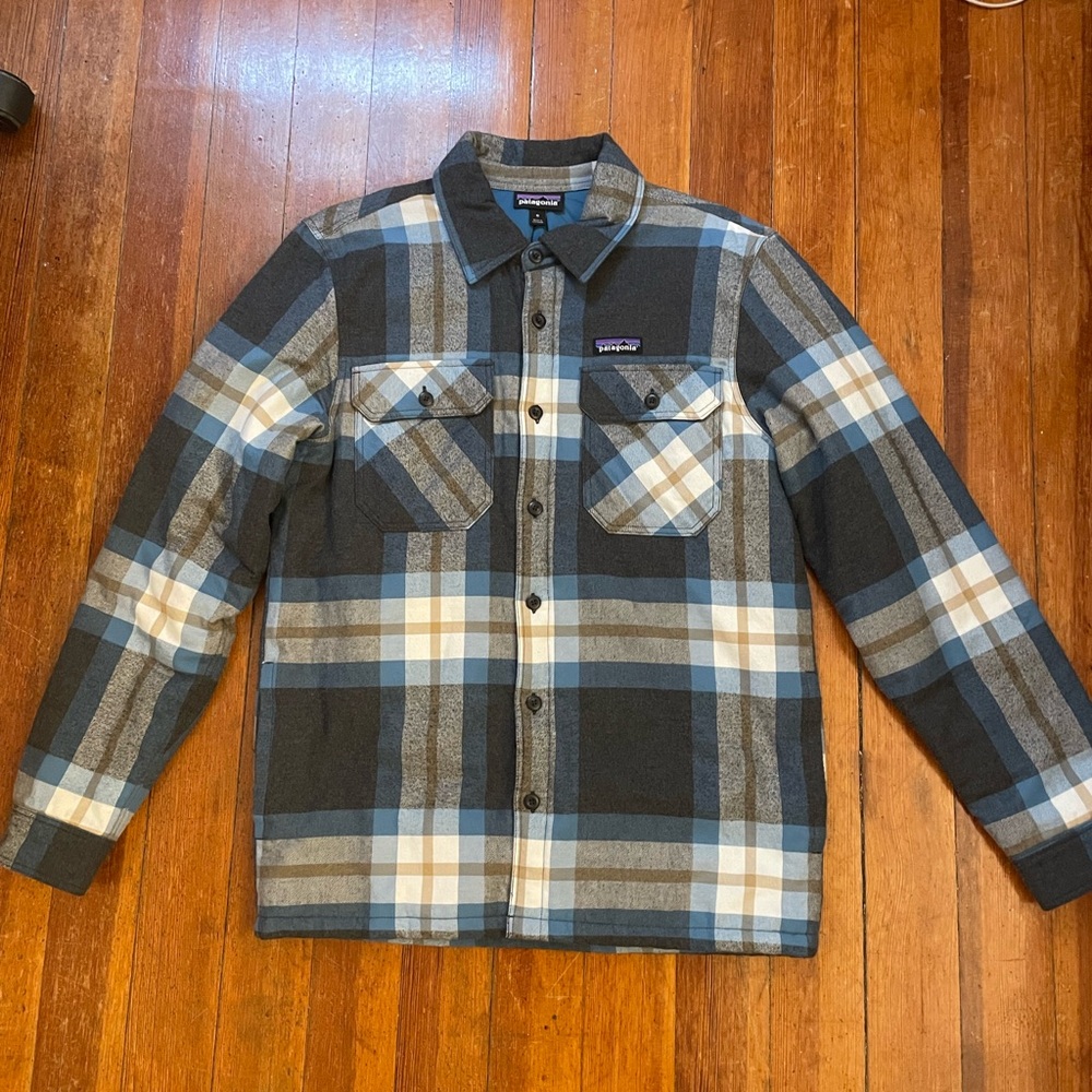 - Patagonia Blue and Gray Lightweight Shirt Jacket